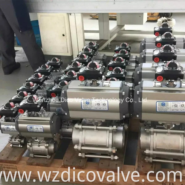 Fabricante de la válvula de Wenzhou Fabricante de acero inoxidable Control del actuador neumático/eléctrico 3pc Válvula de bola flotante